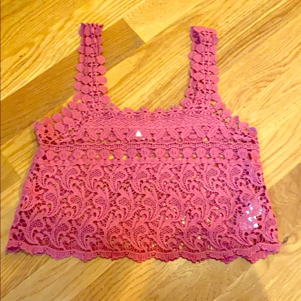 Pink lace tank top